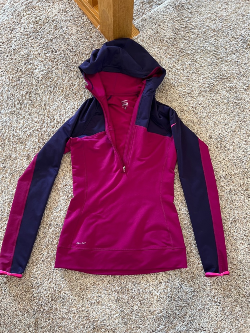 Nike Hooded Half-Zip Pullover in Magenta and Purple